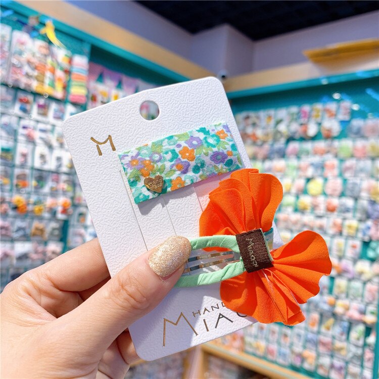 Lovely Princess Baby Girl Korean Children's Cloth Bow Hairpin Little Girls Colorful Flower Princess Bb Hairpin With Fringe