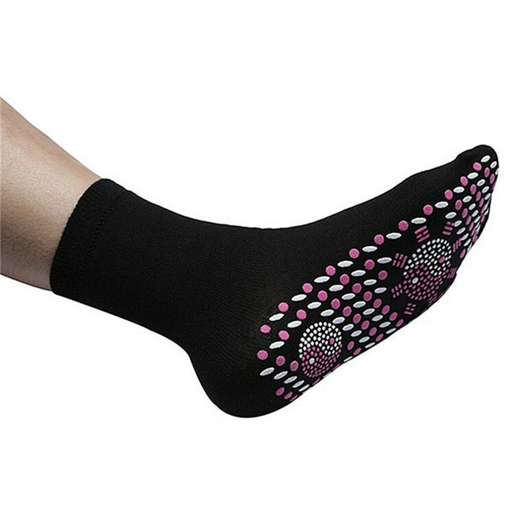 Ttlife turmalin selvopvarmende sokker til kvinder mem varme kolde fødder komfort sundhed opvarmet sok magnetisk terapi behagelig: Sort