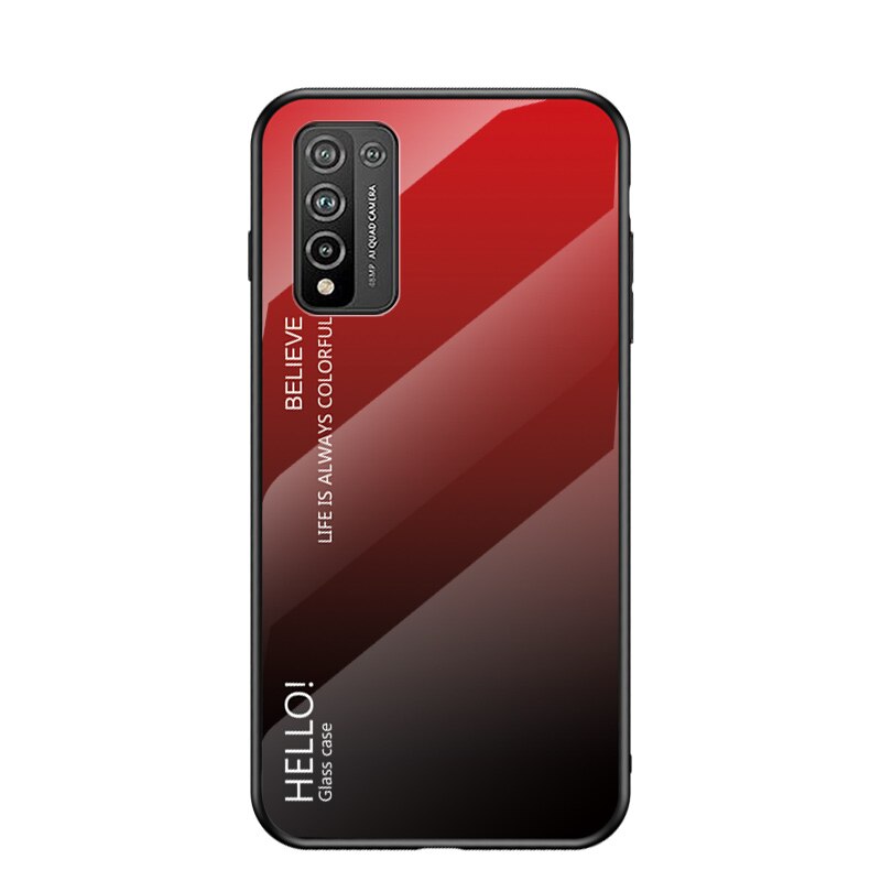MAKAVO per Huawei Honor 10X Lite coperchio coperchio per telefono Honor 10X Lite in vetro temperato sfumato di lusso per Fundas: rosso