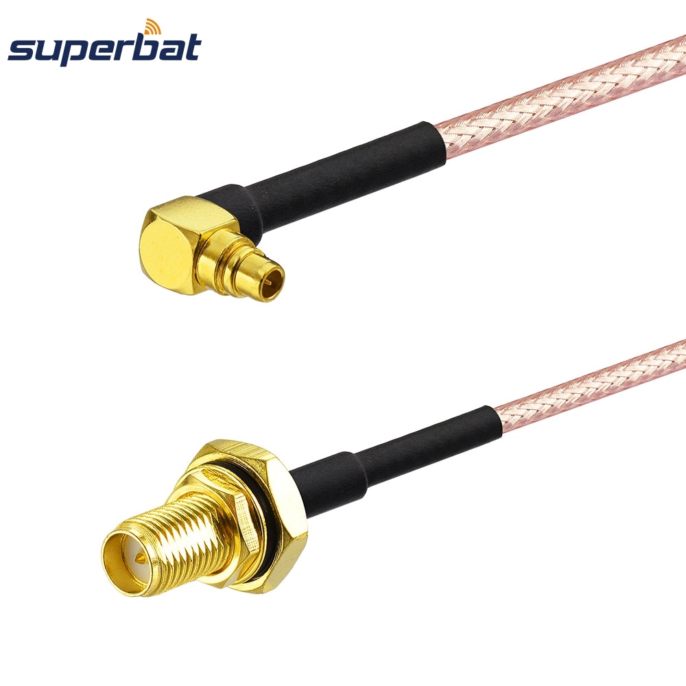 Superbat RP-SMA Jack Bulkhead O-ring to MMCX Male RA Connector Adapter Pigtail Cable RG316 for 3G Wlan Wireless Antenna