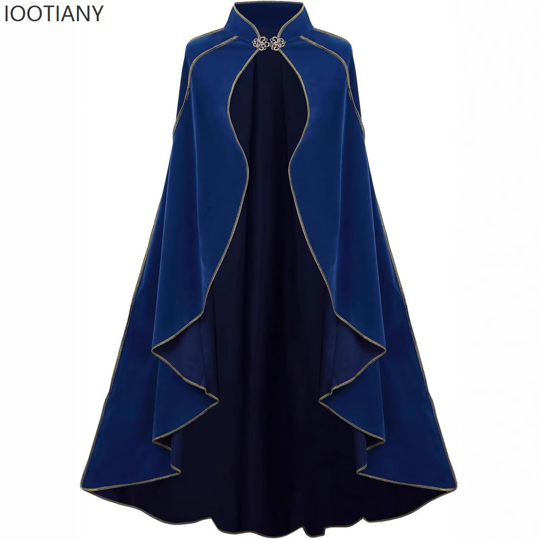 Luxury Queen Cloak Medieval Retro Gold Edge Victorian Noble Gothic Stage Performance Cloak Costume Halloween Vampire Cape