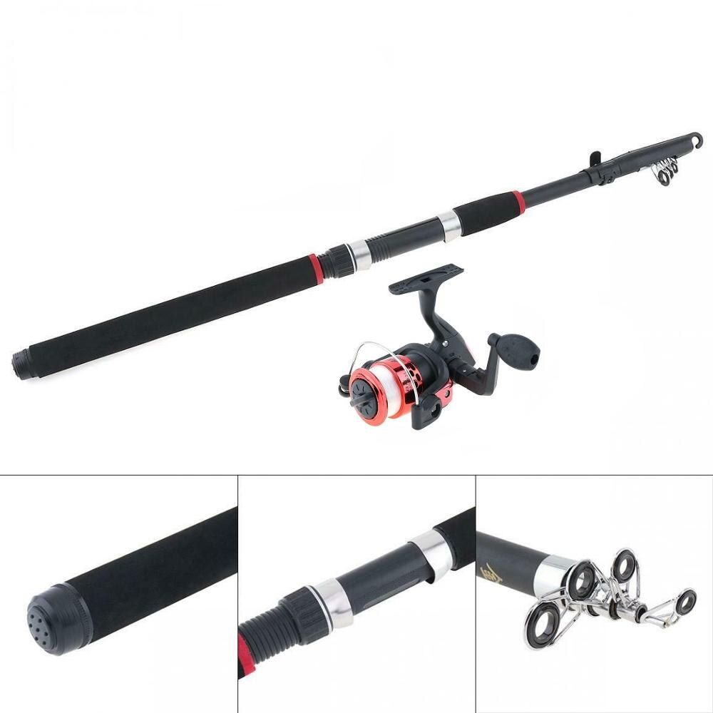 Fishing Rod and Reel Set Telescopic Spinning Fishing Rod and Reel Combos Full Kit Fishing Gear Pole Set