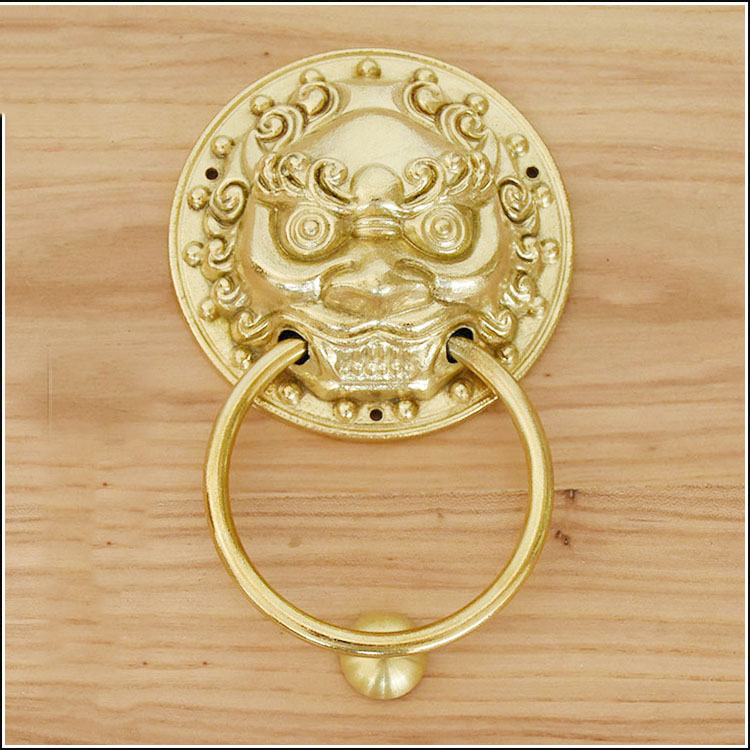 Antik kobber løvehoved dørhåndtag dør banker møbler dekorativ spænde ring retro tiger håndtag
