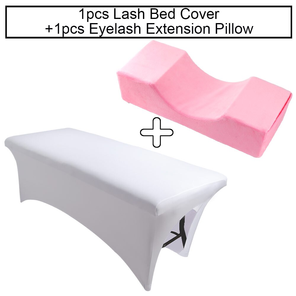 Lash Bed Eyelash Couch Cover Sheet Pillow For Extension Makeup Salon Bed Grafting Eyelashes Lash Extension Supplies: Pink Set 5