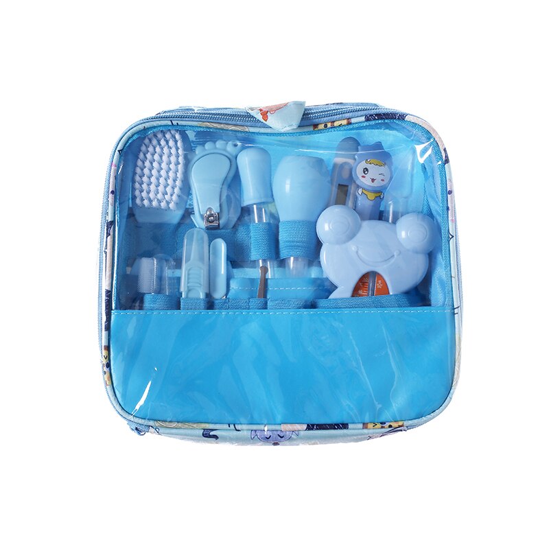 Multifunktionell baby nagelset 13 st/kit higiene bebe safty nagelklippare hårdvara manikyr näsrengöring tandborste för nyfödda: Blå 13 st