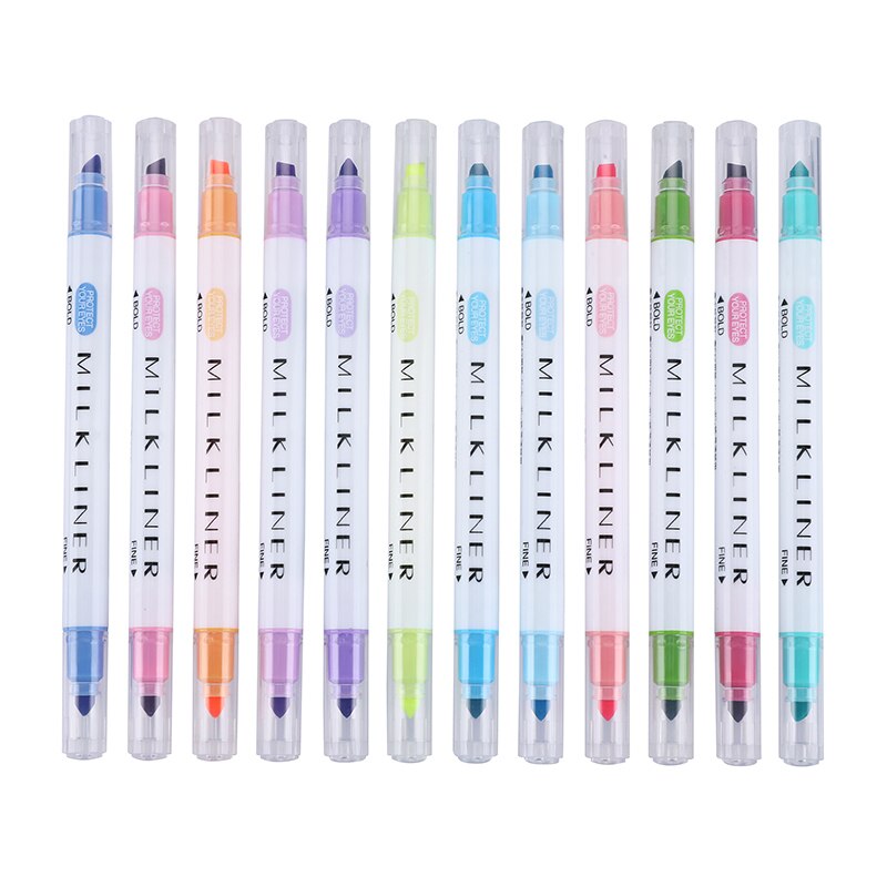 Dubbele Hoofd Mildliner Markeerstiften Art Marker Markeerstiften Pastel Markers Aquarel Fluorescerende Pen Tekening 04428