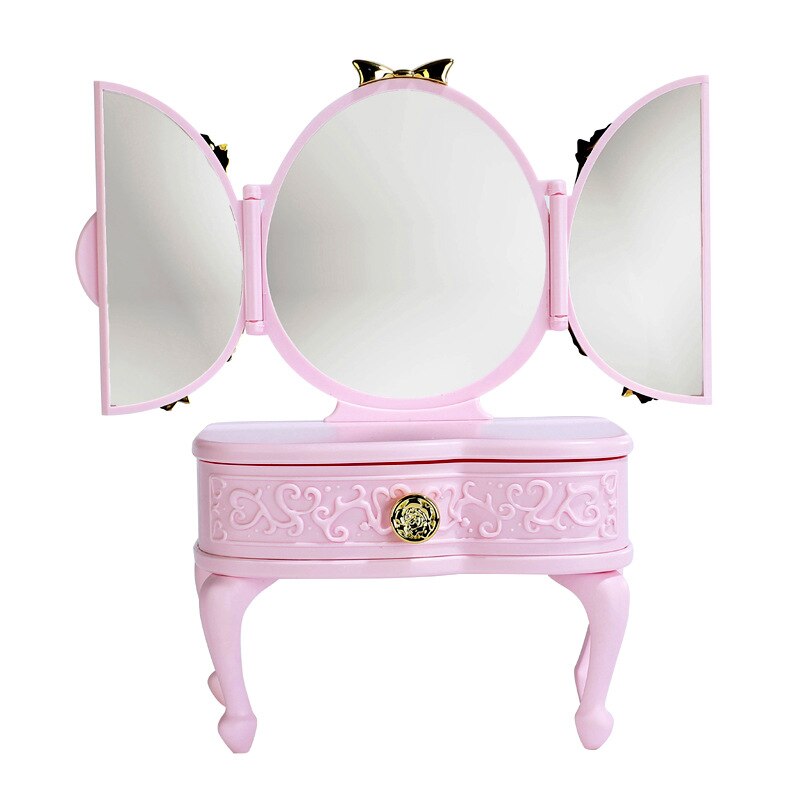 Speelgoed voor meisjes, led-cosmetische spiegel, mini-commode, speelhuis-commode voor meisjes, speelgoedcommode met openscheurbare outfit