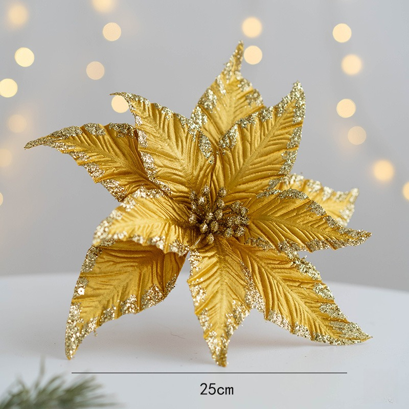 Seksfarget stoff simulert juleblomst juletre og julekransdekorasjon julegirlande jul: Dyp safir