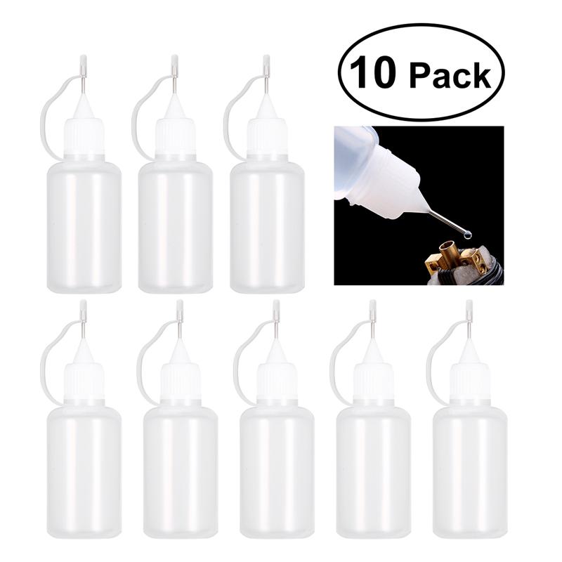 Botella vacía de plástico con cuentagotas, aplicador de punta de aguja, herramienta de Quilling DIY, contenedor de líquido exprimible de precisión, 30ml, 10 Uds.