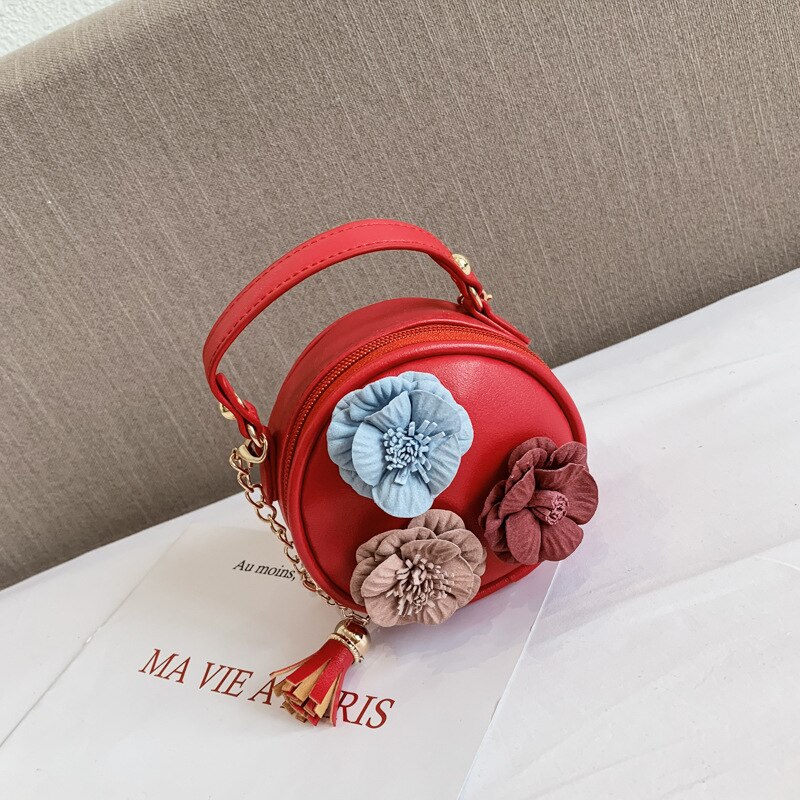 Mini flor do miúdo do bebê meninas sacos bonito cadeias mensageiro crossbody sacos crianças meninas saco de verão: Vermelho