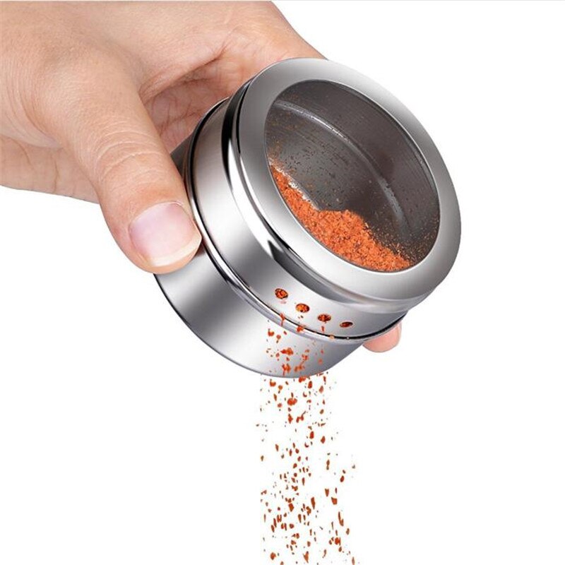 Edelstahl Magnetische Gewürz Gestell Topf Kraut Zinn Krug Lagerung Halfter Kochen Stehen Staubdicht Sichtbar Gewürz Glas Menage