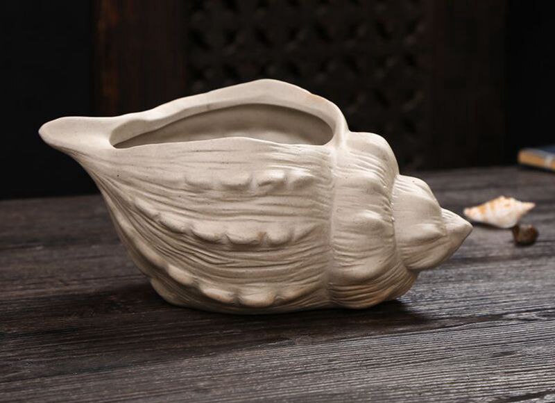 Coarse pottery flower pot shell Shape Ceramic Succulent Plant Pot Holder Fairy Garden Cactus Flower Pots Planter: 06