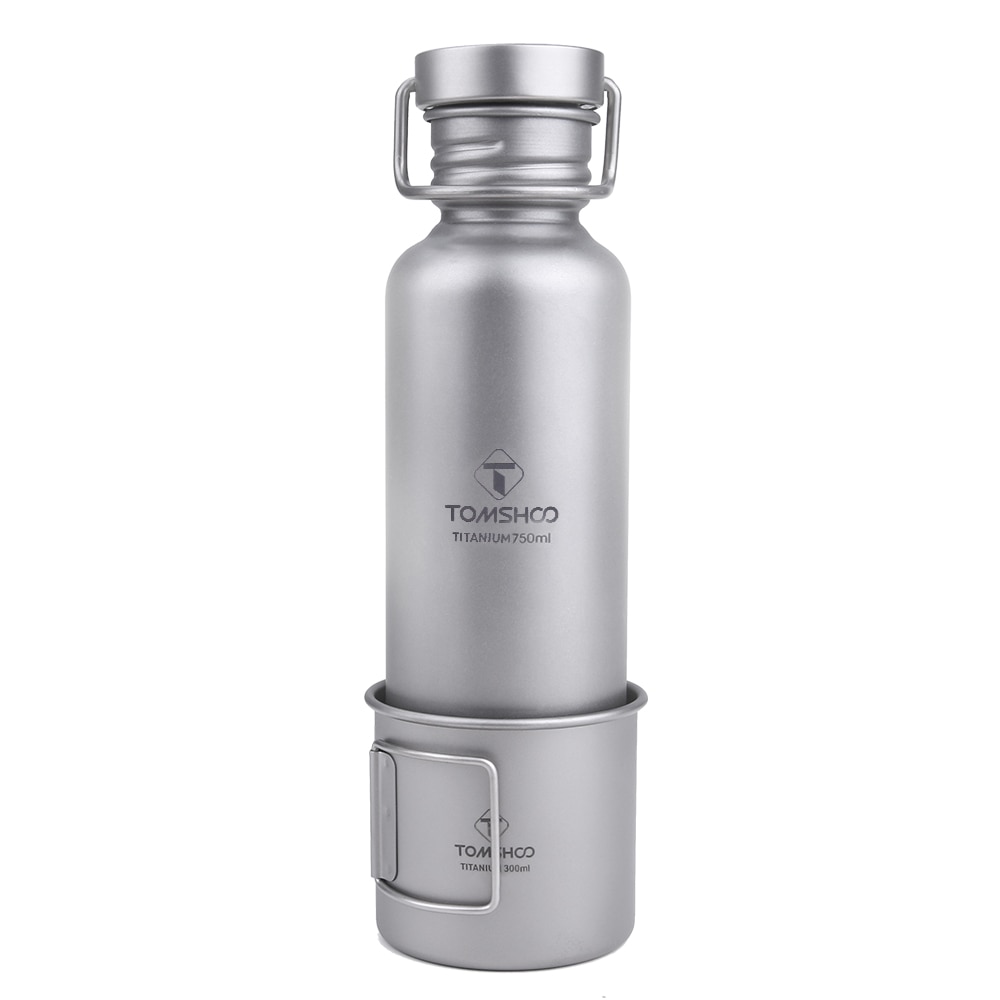 Tomshoo Full Titanium Water Fles Ultralight Outdoor Camping Wandelen Fietsen Water Bottle Met Extra Plastic Deksel