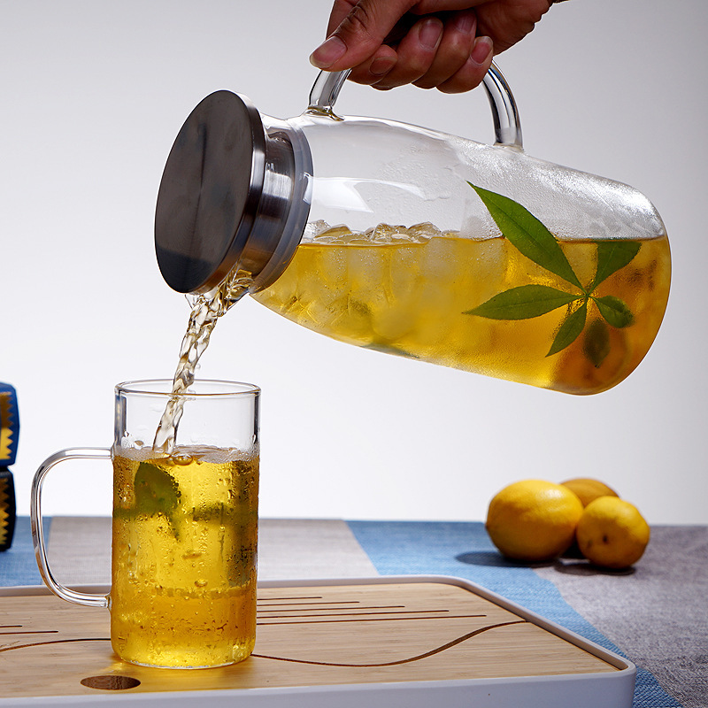 High temperature resistant glass jug 1400ml large capacity pot pot high borosilicate teapot
