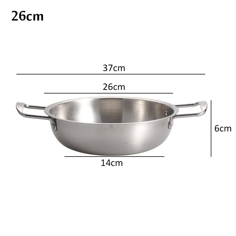 Golden Noodle Pot Korean Ramen Noodles Pot Thick Stainless Steel Soup Pot With Lid Noodles Egg Soup Kitchen Tools Mini Pot: 26cm-silver