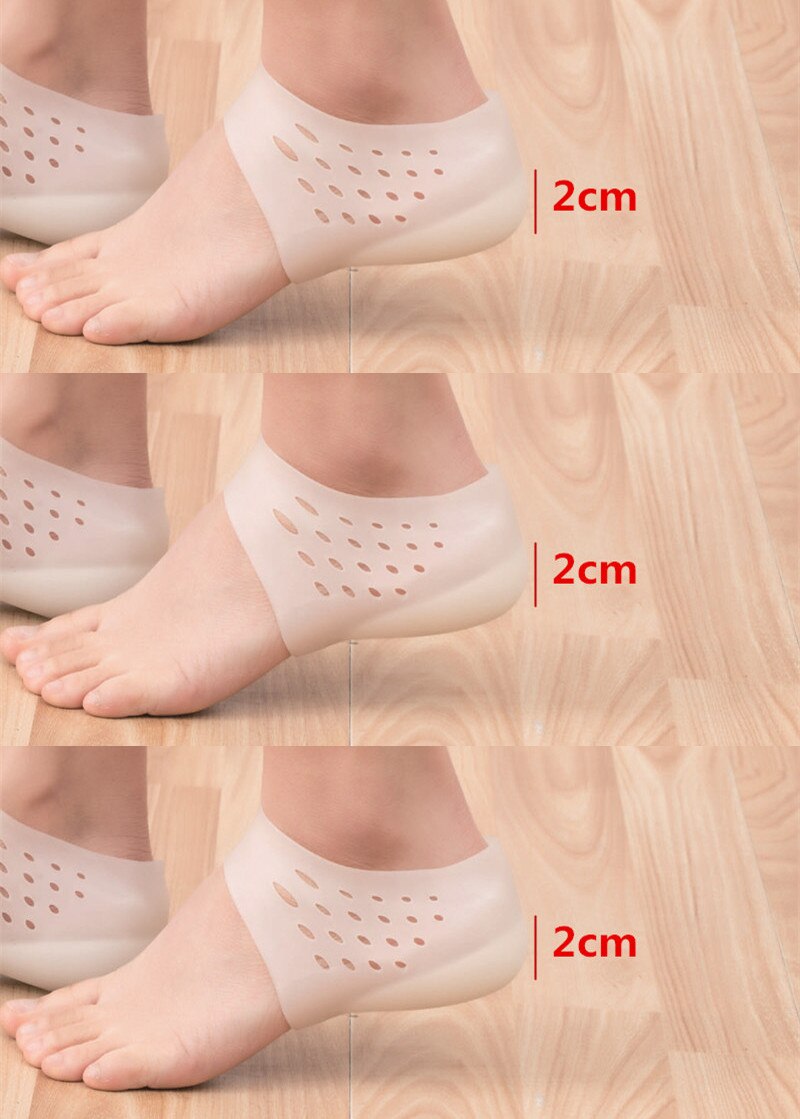 Media Plantilla de silicona, almohadillas invisibles para aumentar la altura, zapatos deportivos transpirables, almohadilla para aumentar el talón, almohadilla de masaje de pies: Skin 2cm 3Pair