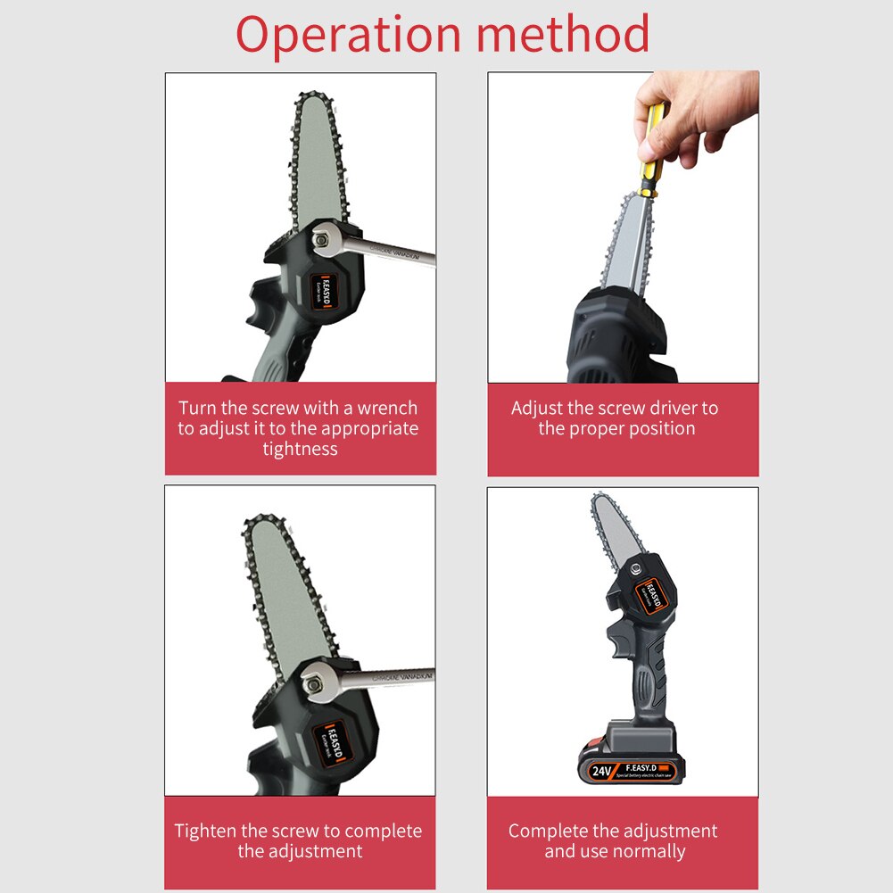 4 Inch Lightweight Smooth Non Slip Cordless Electric Mini Chainsaw For Tree Branch Wood Cutting With Brushless Motor Adjustable