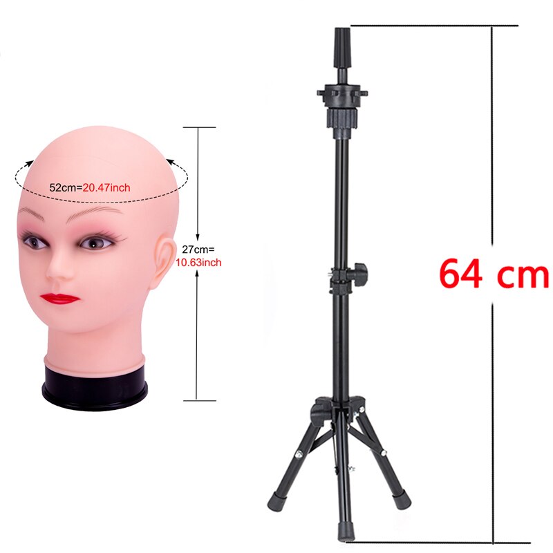 Alileader Zachte Pvc Kaal Model Hoofd Met Statief Stand Pruik Maken Vrouw Kaal Mannequin Hoofd Pruik Display Training Hoofd: 1 nv tou 1 ai stand