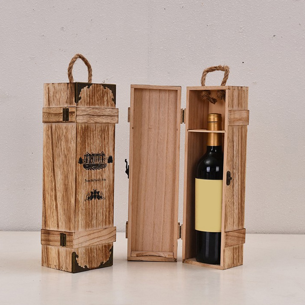 Vintage Houten Wijn Opbergdoos Geschenkdoos Algemene Purpose Wijn Verpakking Doos Vintage Houten Storage Case