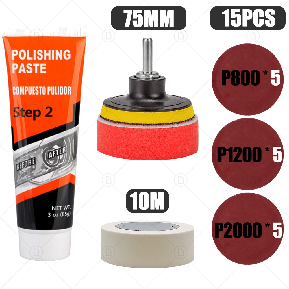 Headlight Polisher For Car Lenses Chemical Polish For Headlights Restoration Polymer Liquid Car Care Polishing Kit Headlamps Wax: 6