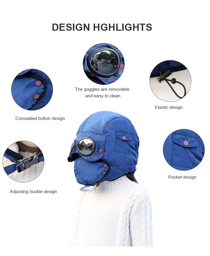 Originele Mode Fietshelm Warm Cap Winter Mannen Winter Hoeden Voor Vrouwen Kids Waterdicht Hood Hoed Met Bril