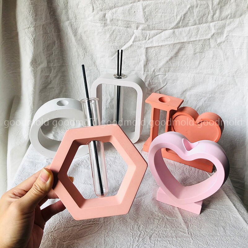 Hydroponic Plant Test Tube Silicone Mold Geometric Water Propagation Plant Vase Vessel Mold Aroma Plaster Test Tube Home Decor