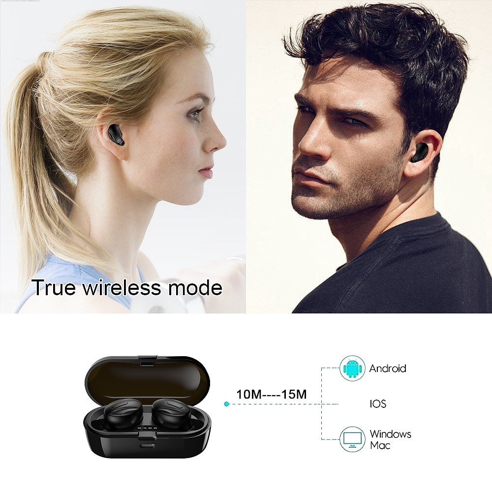 Tws Draadloze Koptelefoon Bluetooth Hoofdtelefoon Sport IPX5 Waterdichte Oordopjes Bluetooth Headsets Met Microfoon Opladen Doos