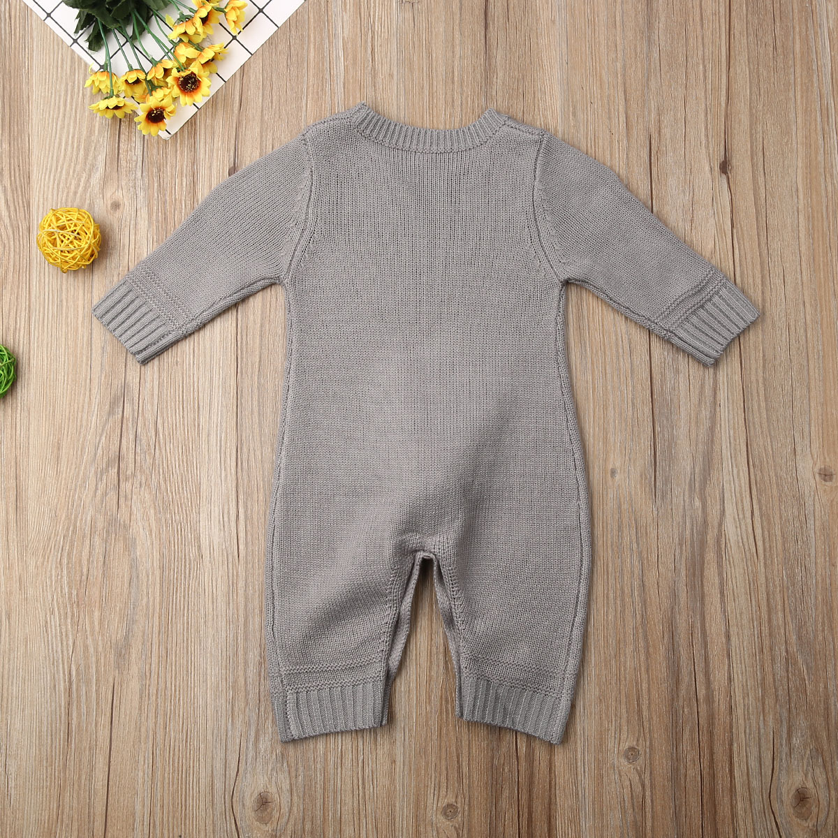 Baby Autumn Winter Clothing Newborn Baby Boy Girl Bunny Knitted Wool Romper Long Sleeve Warm Bunny Print Playsuit Outfit