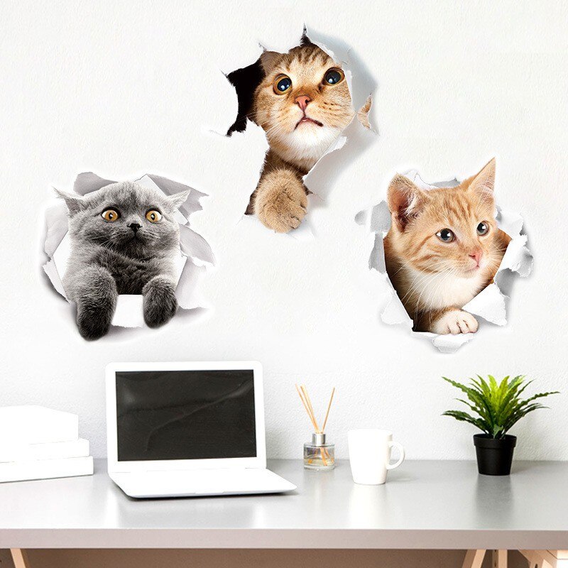 Leuke Katten Diy Wc Zelfklevende Sticker Home Decor Woonkamer Slaapkamer Muurstickers Koelkast Kabinet Venster Deco Muur arts