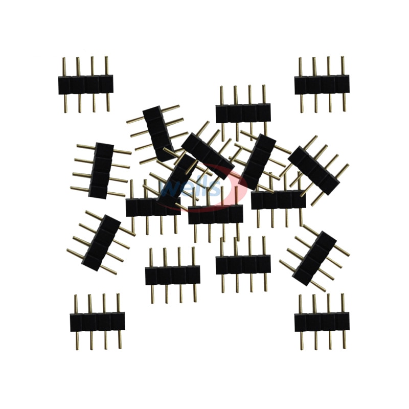 20Pcs 100Pcs 1000 4pin Naald 4pin Rgb Connector Mannelijk Type Double 4pin Voor 3528 5050 Rgb led Strip Led Accessoires