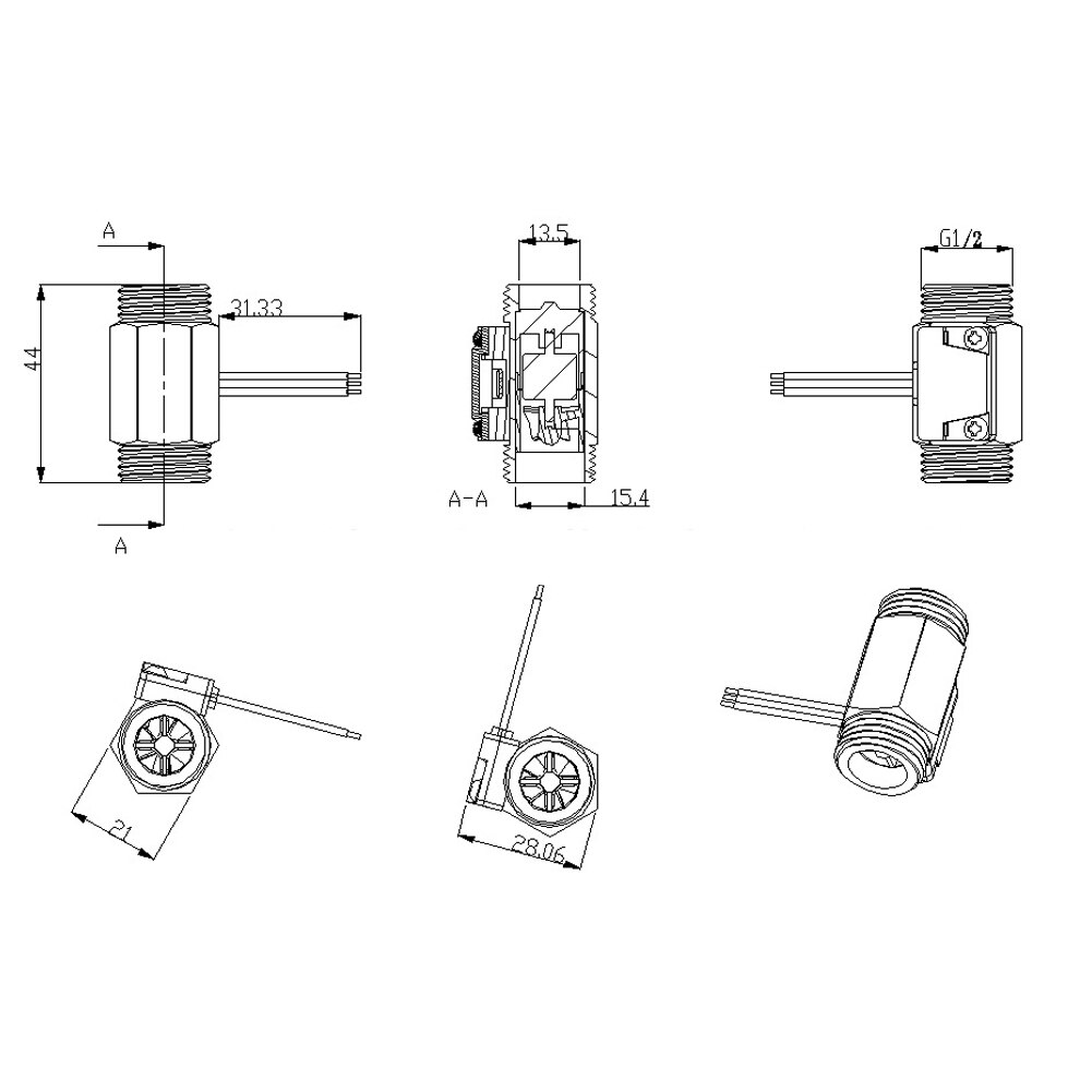 Flowmeter Bedienen Metalen Multifunctionele Thuis Meetinstrumenten Kwantitatieve Meter Hall Effect Aanvoervoeler