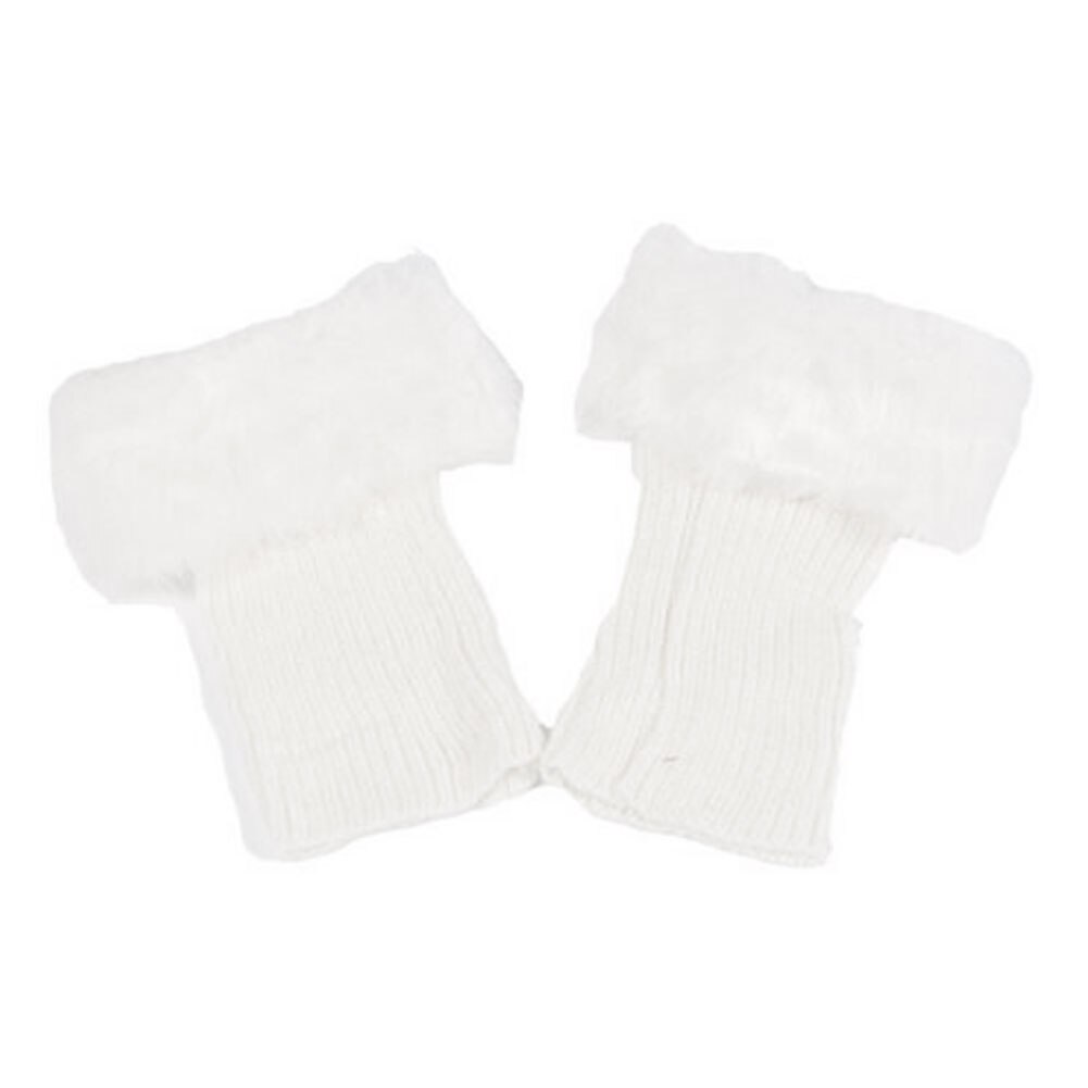 Frauen Feste Stiefel Socken Winter draussen Zubehör Gestrickte Deckel Erwachsene Weichem Bein Wärmer Knöchel fußlos Hülse: Weiß
