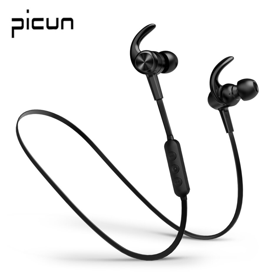 Picun H10 Magnetic Bluetooth Earphone Sport Running Wireless Neckband Headset Headphone With Mic Stereo Music For iPhone Xiaomi: Black