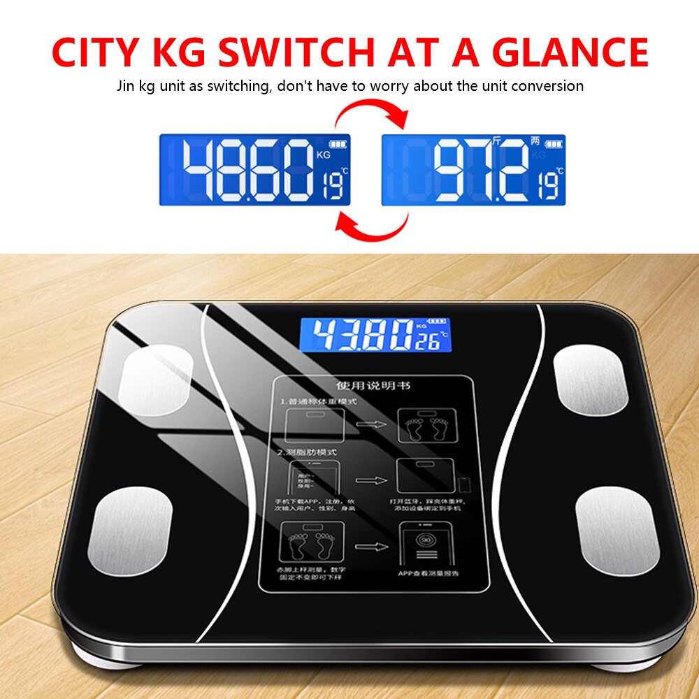 Bathroom Smart Scale Bluetooth Digital Weighing Body Composition Analyzer LED Display Smart Wireless Electronic Body Scales