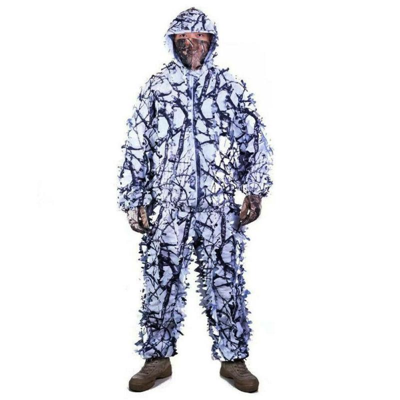 1 Juego de ropa de camuflaje blanco para nieve al aire libre ropa de la cubierta de la hoja de arce ropa de caza camuflaje nieve invierno cálido Clothin Y2E2