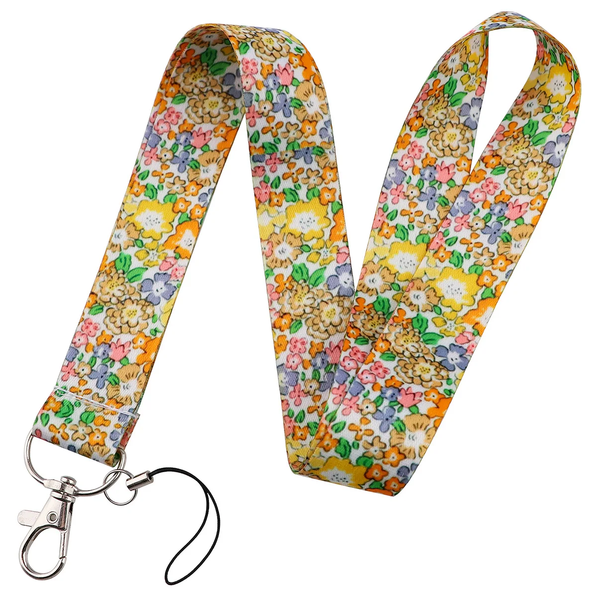Beautiful Flowers Lanyards for Key Neck Strap For Card Badge Gym Keychain Key Holder DIY Hanging Rope Keycord Phone Accessories: Piano Black
