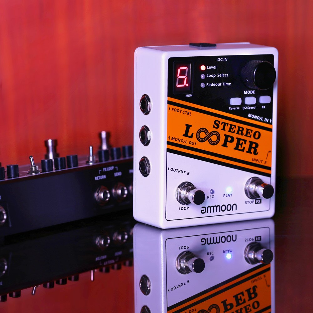 ammoon STEREO Looper POCK LOOP Guitar Effect Pedal 11 Loopers Max.330mins Recording Time Supports 1/2 & 2X Speed Guitar Pedal