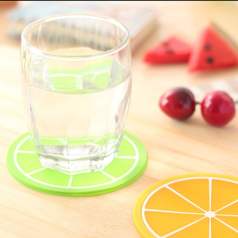 Juego de escritorio Kawaii para oficina, posavasos de fruta fresca, accesorios de colocación para tazas, tazas, Decoración de mesa, suministro organizador, 2 uds.
