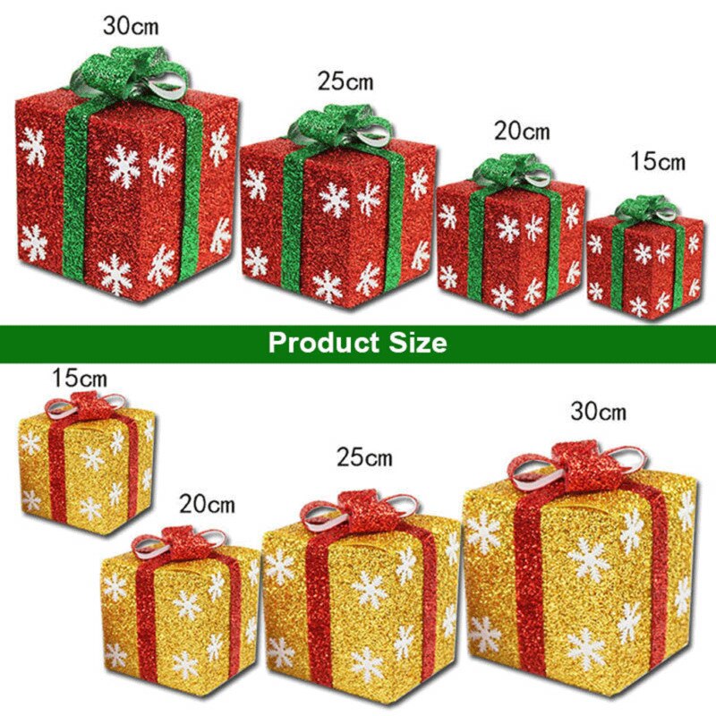 DIY Christmas Box Snowflake Glitter Wrapping Boxes Xmas Home Decor 15/20/ 25cm
