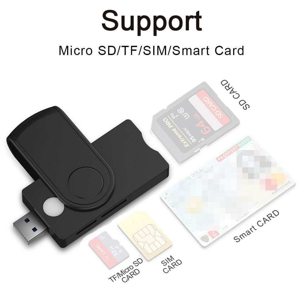 Lector de tarjeta de memoria inteligente, adecuado para SD TF M2 MS, tarjeta de identificación, tarjeta SIM, unidad Flash de lector de tarjetas multiinterfaz