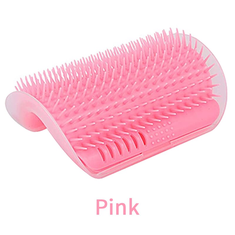 Brosse de Massage d&#39;angle mural pour chat, auto-toilettage avec cataire herbe-aux-chats doux, brosse pour le visage avec un peigne chatouillant, fournitures de toilettage pour animaux de compagnie: Rose
