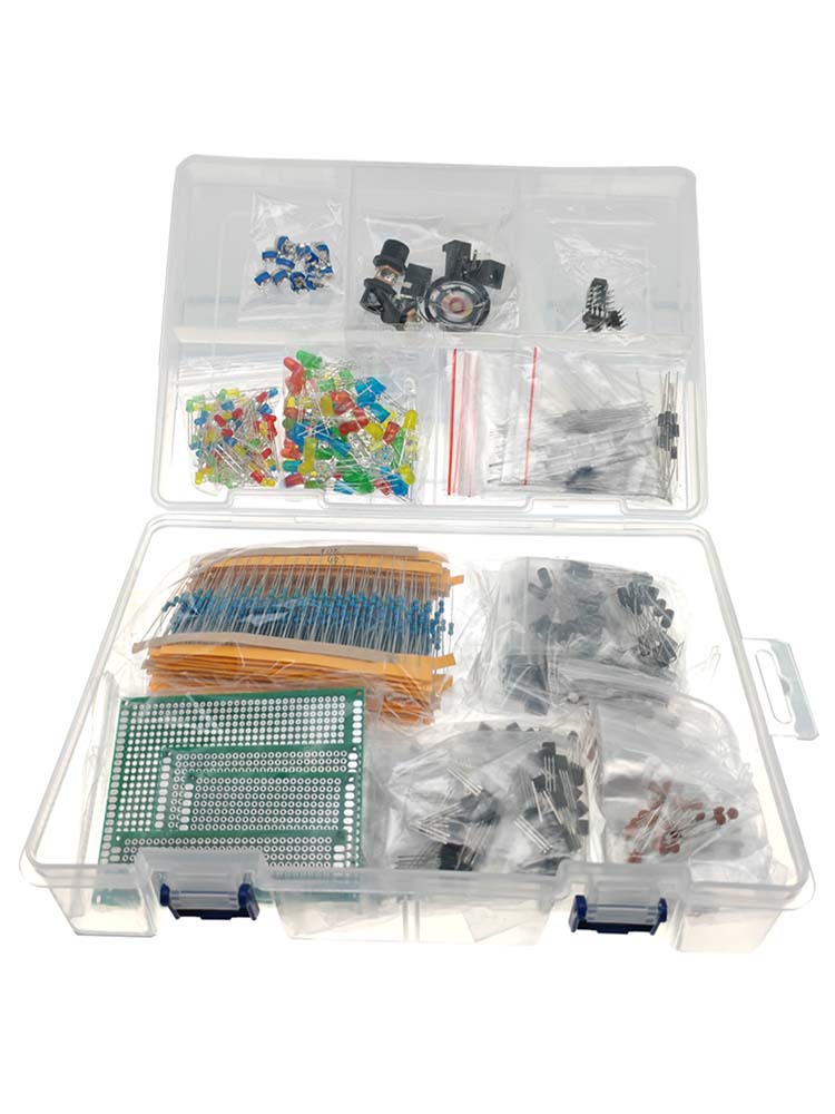 1900 stks Mega Elektronische Component Kit Assortiment Condensatoren Weerstanden LED Transistors Diodes 1n270 Germanium DC Jacks Opamp PCB: Goud