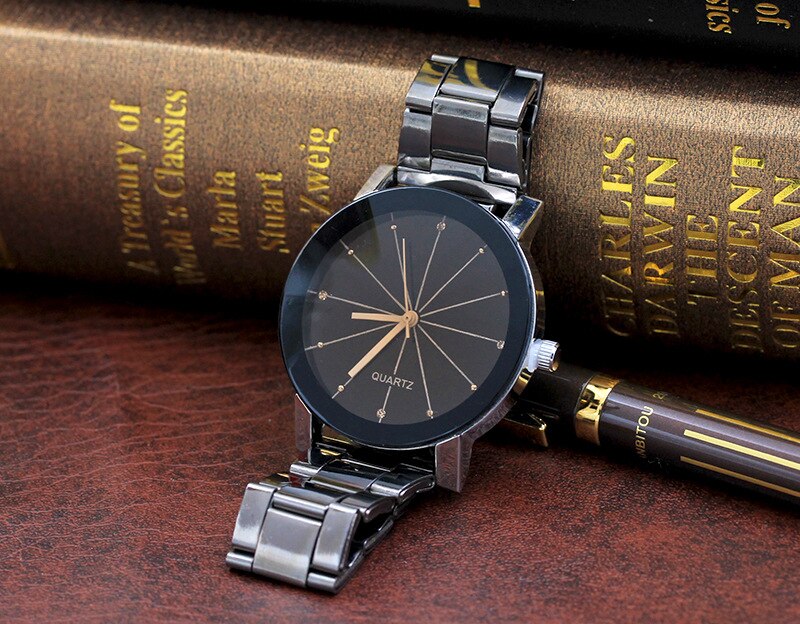 Ronde Paar Horloge Zwart en Wit Bruin Dial Lederen Pointer Mannelijke en Vrouwelijke Student Temperament Horloge: alloy Style 1 woman