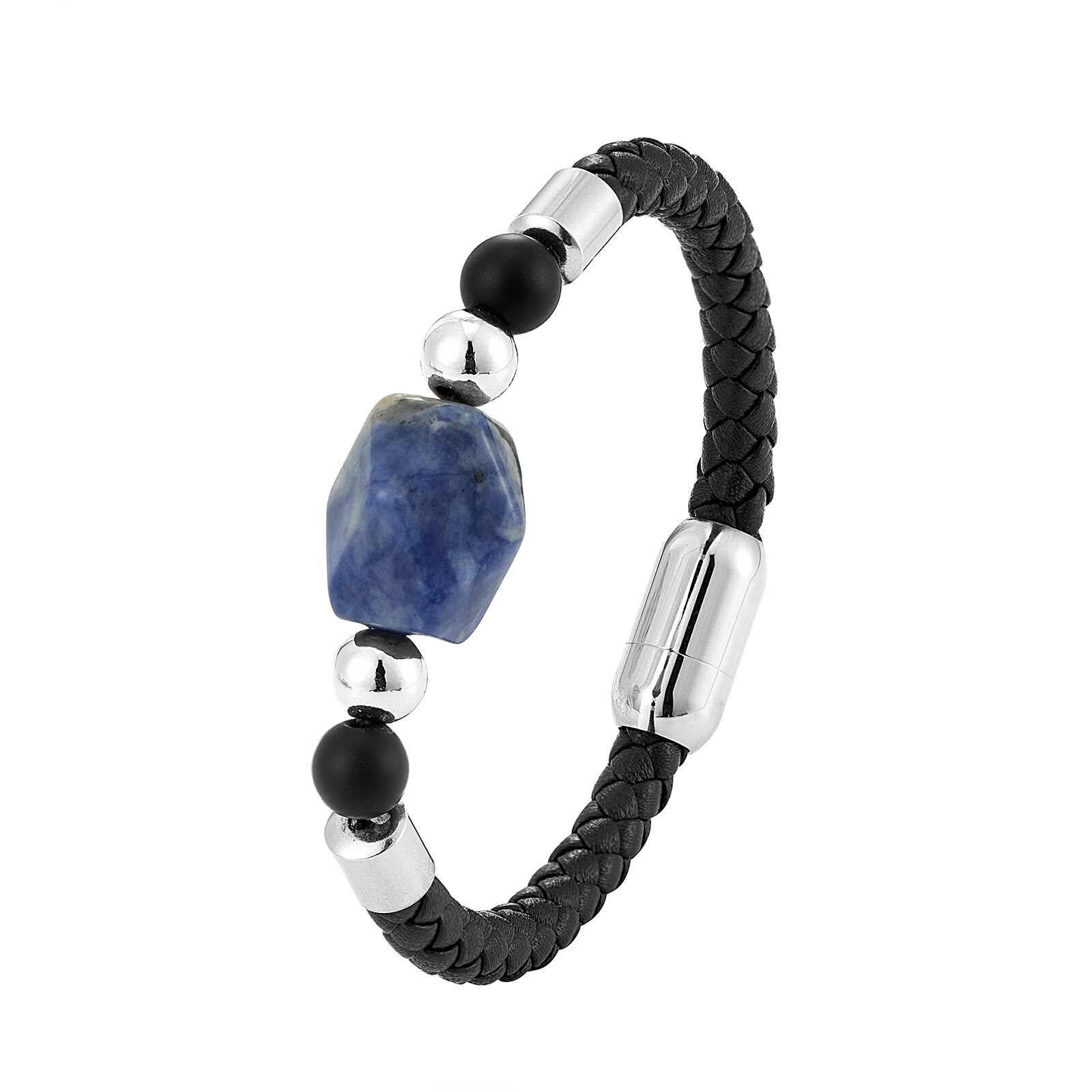 neue Diamant Natürliche Blau Stein Einfache Kunst Und Weise Männer Und Frauen Geeignet Armbinde 316L Edelstahl Leder Seil Charme Juwel