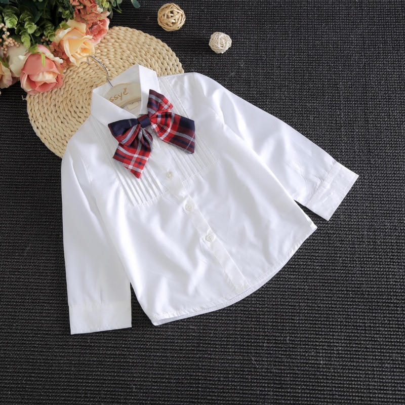Primary school and middle school uniforms Style Solid Color Shirt + Plaid Skirt Two Piece Style Uniform