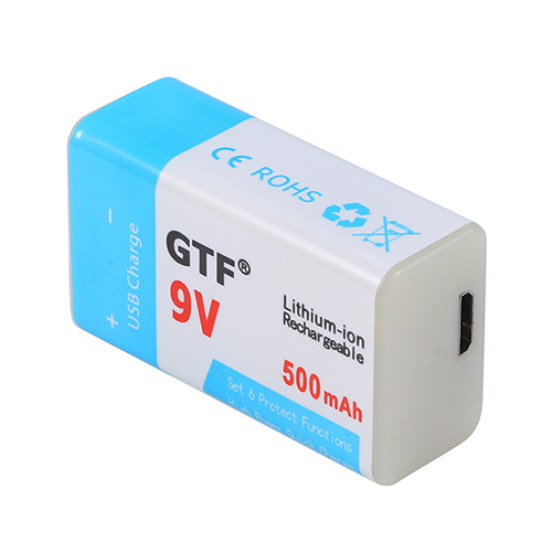 USB Charging 9V 500mAh Li-ion Battery USB Rechargeable battery 9v 1000mah for Multimeter Microphone Toy Remote Control KTV Use: 1PC 500MAH