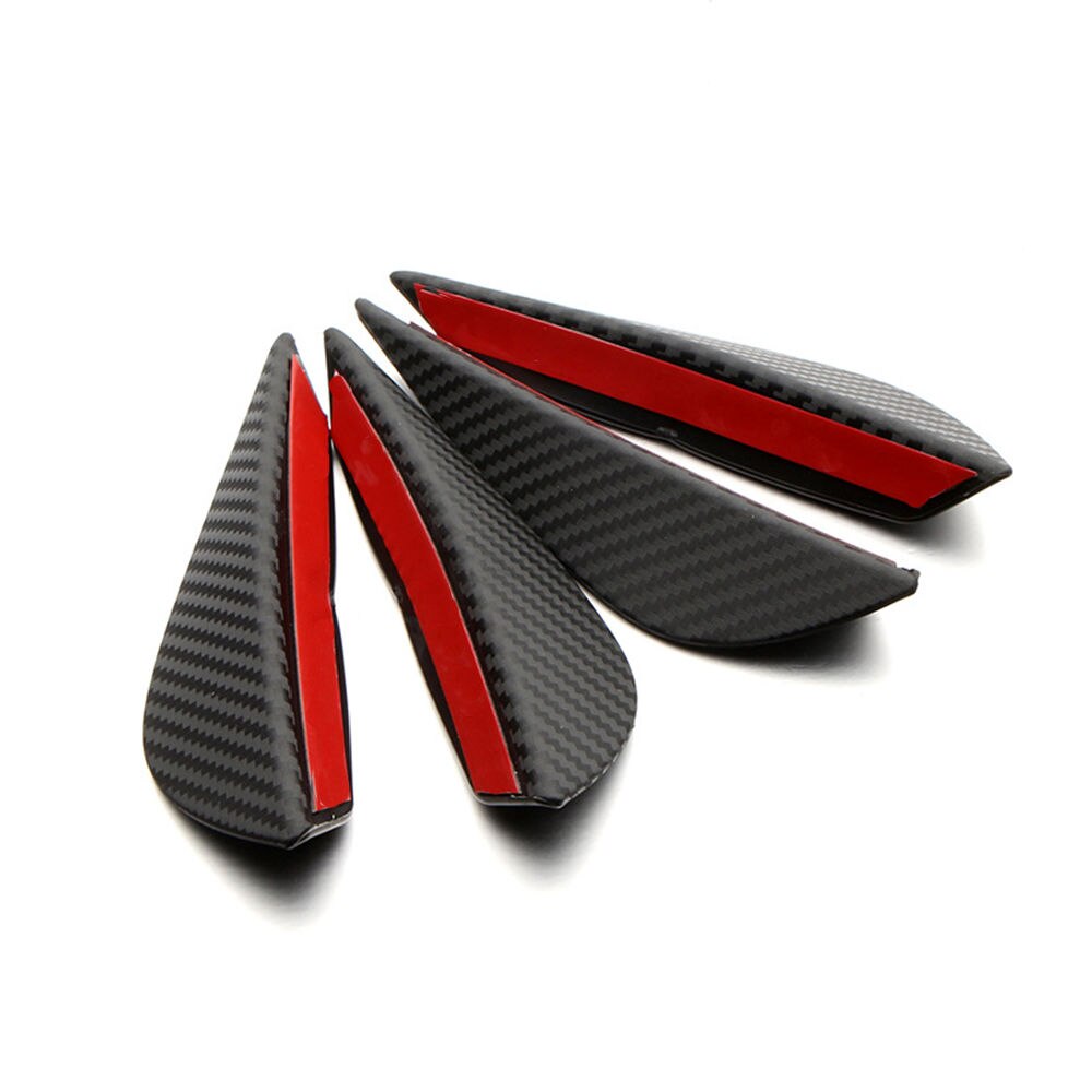 4pcs Black Carbon Fiber Fit Front Bumper Lip Splitter Fins Body Spoiler Canard Valence Chin: Dark Grey