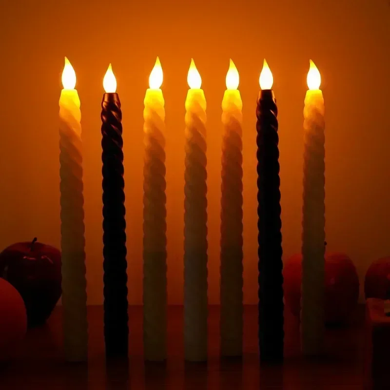 Bougies LED longues sans flamme, 1/6 pièces, bougies pointues, alimentées par batterie, bougies scintillantes, décoration de fête de noël