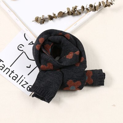 Foulard doux tricoté pour bébé fille, écharpe à fleurs, couleur bonbon, châle plus , Style coréen, collection automne et hiver: Dark gray