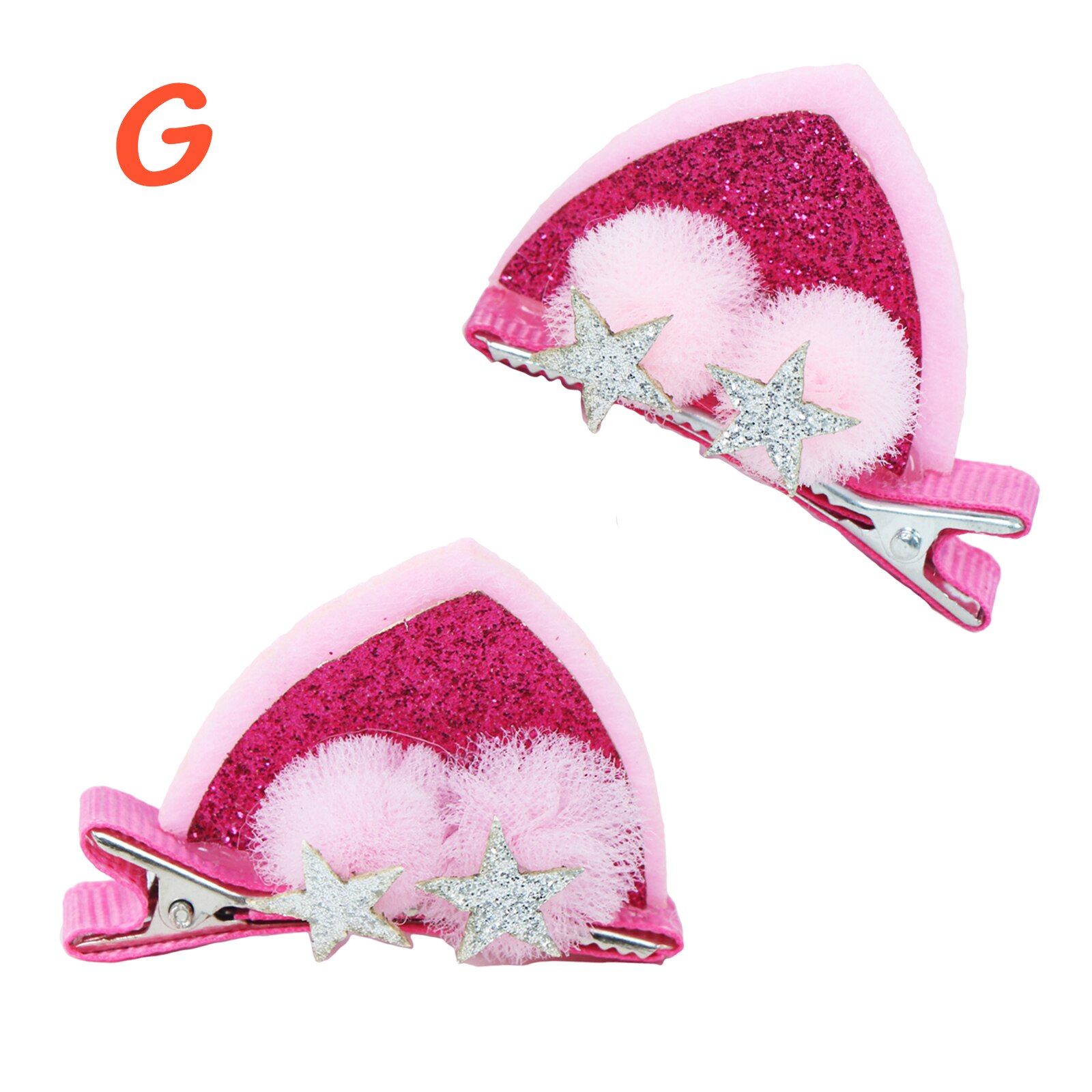 Pinces à cheveux pour filles, 2 pièces, accessoires en tissu de feutre arc-en-ciel, fleurs, oreilles de chat, enfants, femmes: G